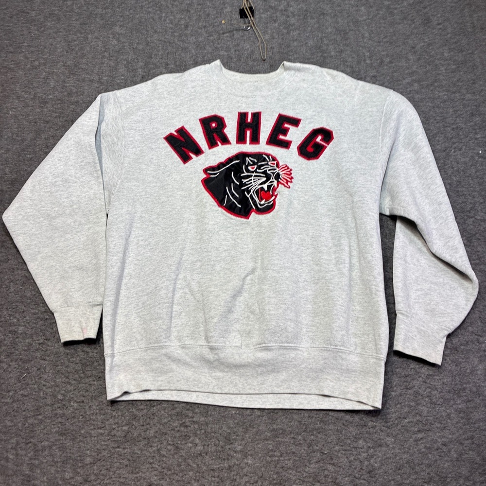 Fruit of the Loom Sweatshirt Mens XL Gray NRHEG Panther Graphic Heavy Cotton USA